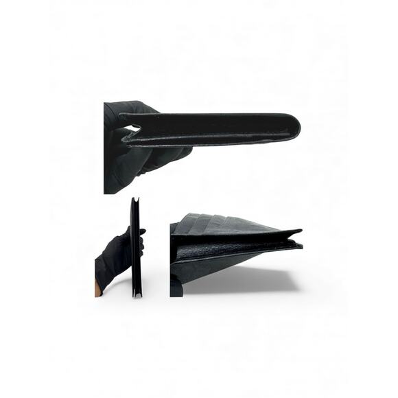 Valentino Morris Black Leather Mens Long Bifold Wallet Made in Italy - Picture 4 of 5